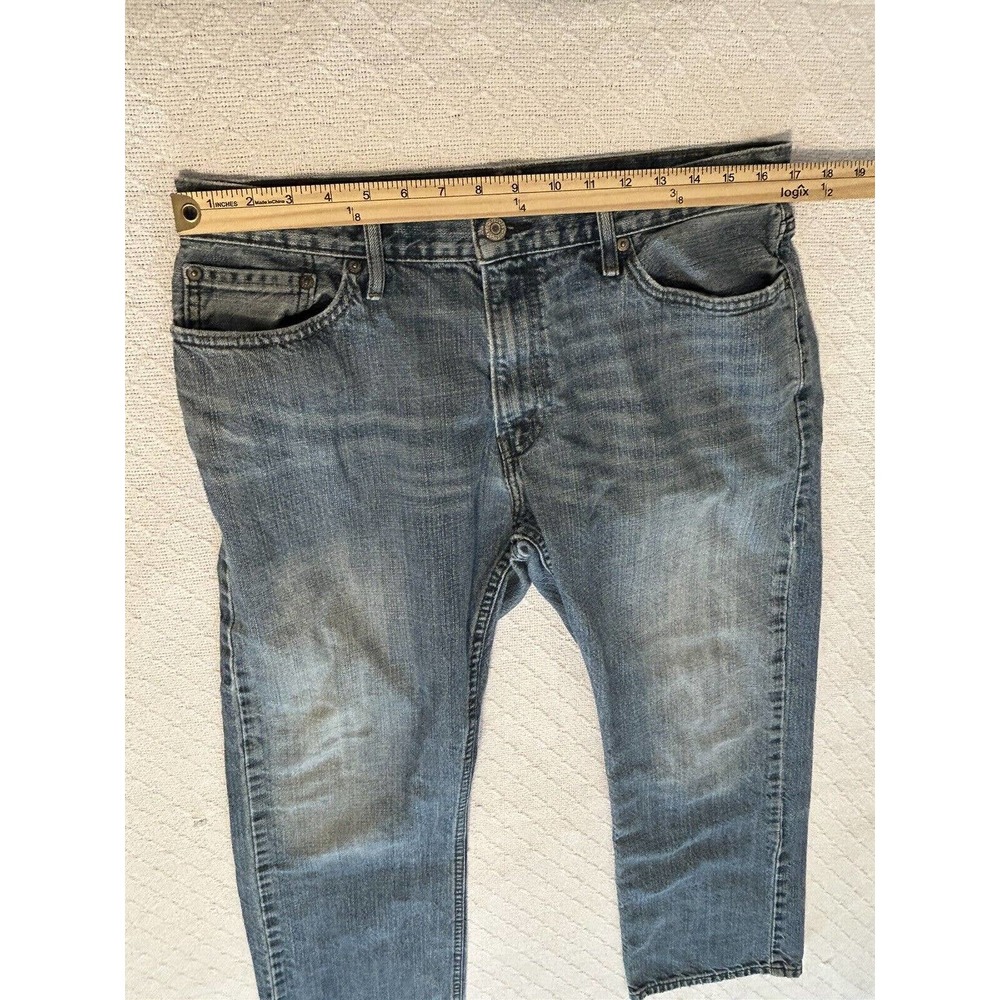 Levi's 514 Jeans Mens Size 36x30 Blue Straight Leg Distressed (34 X 28 1/2) - Picture 7 of 16